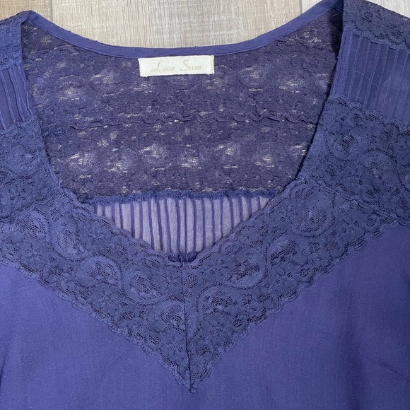 LOVE SAM Anthropologie Silk Blouse Sheer Long sleeve Boho Top  | Small - Purple - Picture 5 of 10